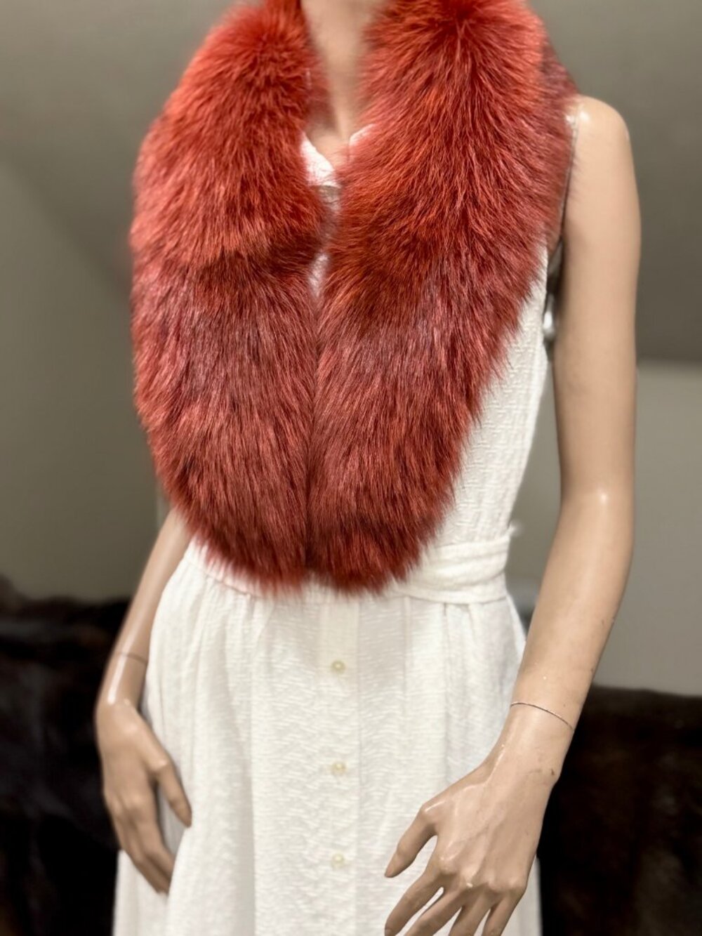 Premium Genuine Rust Orange Fox Fur Collar, Luxurious Fur Collar Scarf Handmade